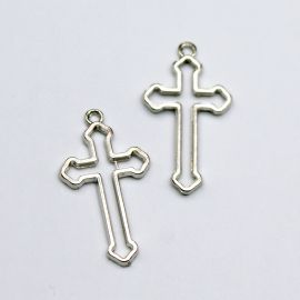 Crucifixo de Metal / 37x21mm - Vazado (unidade)-Níquel