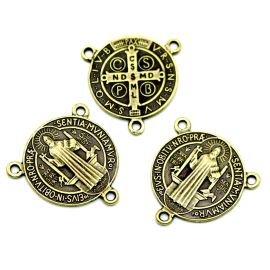 Salve Rainha de Metal / 36x34mm - São Bento (Unidade) - Ouro Velho