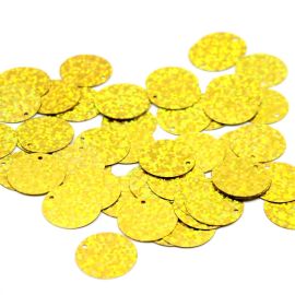 Pingente Max Paetê / 14mm - Redondo - Holográfico (10 gramas) - Dourado