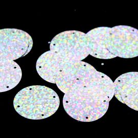 Max Paetê Holográfico com 4 Furos / 29mm - Redondo (10 gramas) - Prata