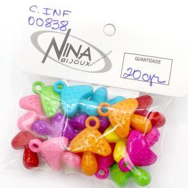 Mix Multicolorido Leitoso / 27x20mm - Pingente - Cogumelo (20 gramas)