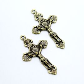 Crucifixo de Metal / 53x30mm - (Unidade)-Ouro Velho