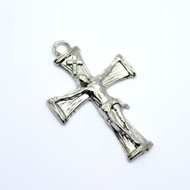Crucifixo de Metal Níquel / 62x39mm - Cristo (Unidade)
