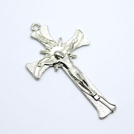 Crucifixo de Metal / 63x35mm - Com O Cristo (Unidade)-Níquel