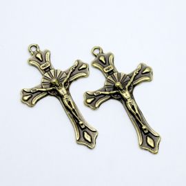 Crucifixo de Metal / 47x29mm - Cristo (Unidade)-Ouro Velho