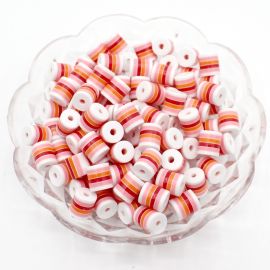 Conta Plástica Listrada / 9x8mm - (10 gramas)