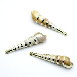 Pingente de Plástico Mesclado / 68x17mm - Caramujo (unidade) - Dourado