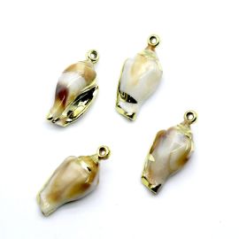 Pingente de Plástico Mesclado / 32x15mm - Caramujo (unidade) - Dourado