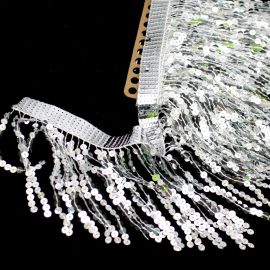 Franja de Paetê / 18 cm - (1 Metro)-Prata