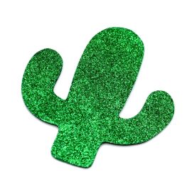 Aplique de E.V.A com Glitter  / 10x9,5cm - Cacto (unidade) - Verde