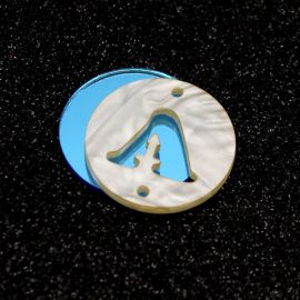 Placa em Acrílico Perolada / 3cm - Redondo - Letra Vazada - 2 Furos (PAR) - Azul -A