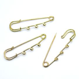 Broche de Metal com 3 Saídas /  63x20mm (Unidade)-Dourado