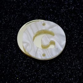Placa em Acrílico Perolada / 3cm - Redondo - Letra Vazada - 2 Furos (PAR) - Dourado -C