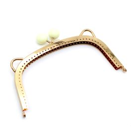 Alça de Metal para Bolsa / 18x12,5cm - Detalhe fecho Bola (unidade)-Dourado