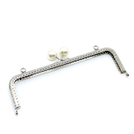 Alça de Metal para Bolsa / 20x9cm - Fecho Pérola (unidade)-Níquel