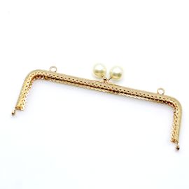 Alça de Metal para Bolsa / 20x9cm - Fecho Pérola (unidade)-Dourado