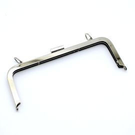 Alça de Metal para Bolsa / 23x9cm - Fecho Pérola (unidade)-Níquel