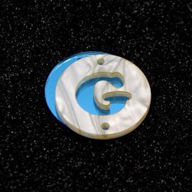 Placa em Acrílico Perolada / 3cm - Redondo - Letra Vazada - 2 Furos (PAR) - Azul -G