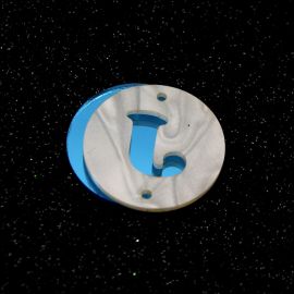 Placa em Acrílico Perolada / 3cm - Redondo - Letra Vazada - 2 Furos (PAR) - Azul -J