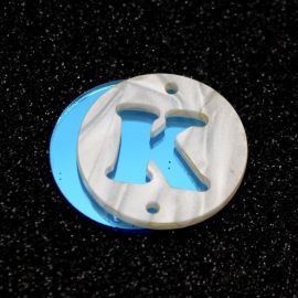 Placa em Acrílico Perolada / 3cm - Redondo - Letra Vazada - 2 Furos (PAR) - Azul -K