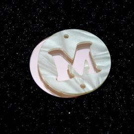 Placa em Acrílico Perolada / 3cm - Redondo - Letra Vazada - 2 Furos (PAR) - Rosa-M