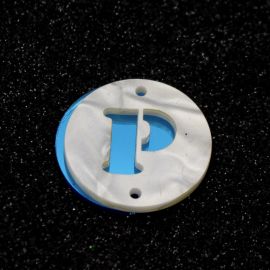 Placa em Acrílico Perolada / 3cm - Redondo - Letra Vazada - 2 Furos (PAR) - Azul -P