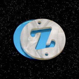 Placa em Acrílico Perolada / 3cm - Redondo - Letra Vazada - 2 Furos (PAR) - Azul -Z