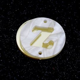 Placa em Acrílico Perolada / 3cm - Redondo - Letra Vazada - 2 Furos (PAR) - Dourado -Z