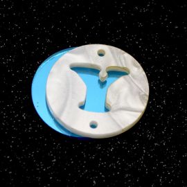 Placa em Acrílico Perolada / 3cm - Redondo - Letra Vazada - 2 Furos (PAR) - Azul -Y