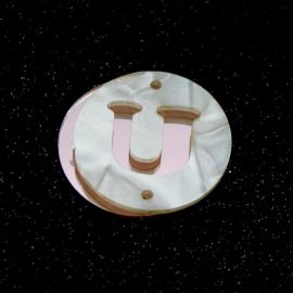 Placa em Acrílico Perolada / 3cm - Redondo - Letra Vazada - 2 Furos (PAR) - Rosa-U