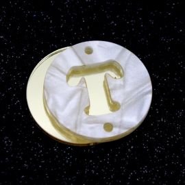 Placa em Acrílico Perolada / 3cm - Redondo - Letra Vazada - 2 Furos (PAR) - Dourado -T