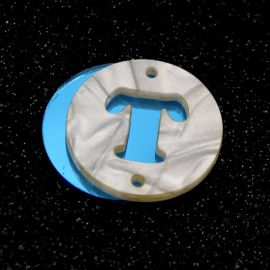 Placa em Acrílico Perolada / 3cm - Redondo - Letra Vazada - 2 Furos (PAR) - Azul -T