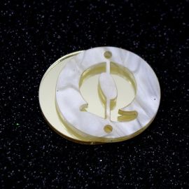 Placa em Acrílico Perolada / 3cm - Redondo - Letra Vazada - 2 Furos (PAR) - Dourado -Q