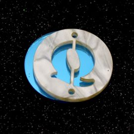 Placa em Acrílico Perolada / 3cm - Redondo - Letra Vazada - 2 Furos (PAR) - Azul -Q