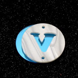 Placa em Acrílico Perolada / 3cm - Redondo - Letra Vazada - 2 Furos (PAR) - Azul -V