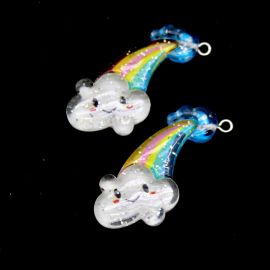 Pingente de Resina / 43x20mm - Nuvem / Arco Íris  (Unidade)
