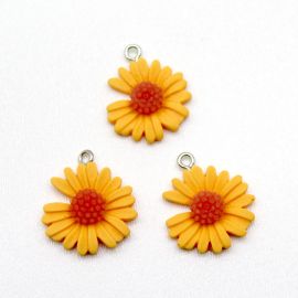 Pingente de Resina / 20mm - Flor Margarida  (Unidade)