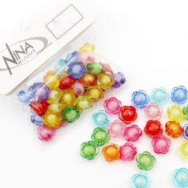 Mix Multicolorido / 12mm - Transparente com Miolo - Flor (20 Gramas)