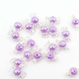 Conta Plástica Irisada / Transparente com Miolo - Bombom 12x22mm - (10 gramas)