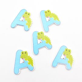 Botão de Madeira / Letras - Bichos Diversos (Unidade)-A