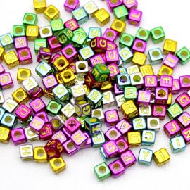 Conta Plástica / Cubo 6mm - Metalizado (20 gramas) - Cores Diversas