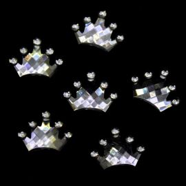 Aplique de Acrílico Transparente / 14x18mm - Coroa - (Unidade)
