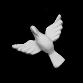 Aplique em Biscuit / 36x43mm - Pomba (Unidade) - Branco