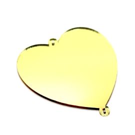Placa em Acrílico Espelhado / 6x5cm - Coração Liso - (Unidade) - Dourado