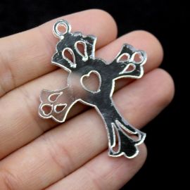 Crucifixo de Acrílico Espelhado / 51x40mm -  (Unidade) - Prata