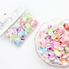 Mix Multicolorido / 21x20mm - Pingente - Coração "Love" (20 gramas)