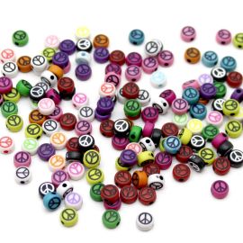 Pastilha Plástica / 7mm - Símbolo da Paz - Cores Diversas (20 gramas)