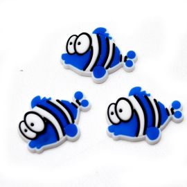 Aplique Emborrachado / 23x29mm - Peixinho - Azul (unidade)