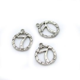 Pingente de Metal / 18mm - Afro Religioso - Número 7 - Níquel (unidade)