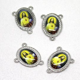 Salve Rainha de Metal / 20x15mm - Resinado - Sagrado Coração de Jesus (unidade) - Níquel